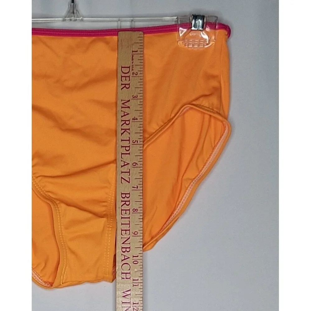 Lands End Swimsuit Girls 16 Tankini Two-Piece Set Orange Pink Stretch Scoop Neck